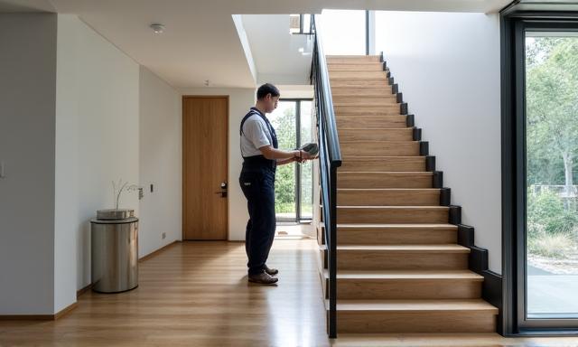 Installazione finale di una scala di design in una villa di lusso